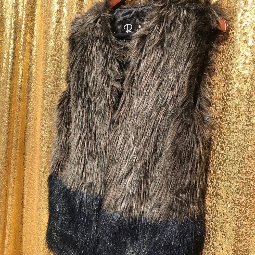 Vintage ombré furry vest Small